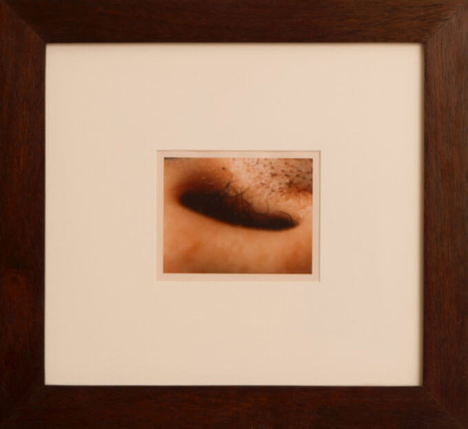 Small framed Chromogenic print of an upside-down human nostril