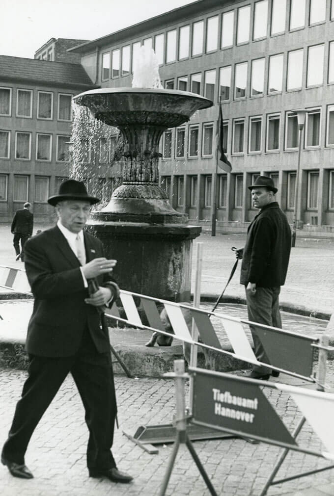 Retired government official on his walk through (Hannover, W. Germany)
