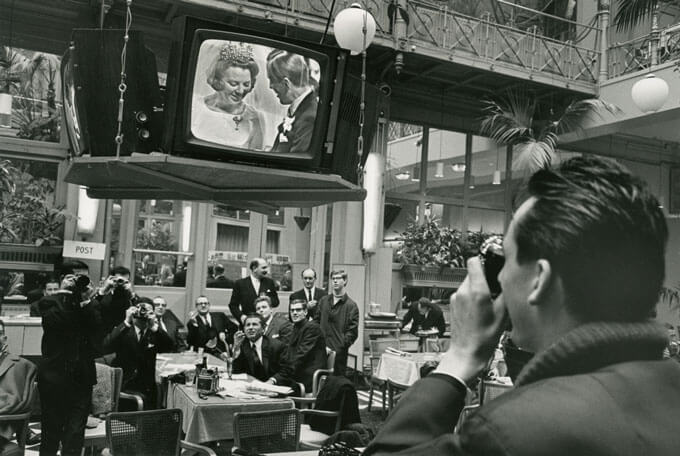 Watching royal wedding on T.V. Amsterdam, Holland, March 10, 1966