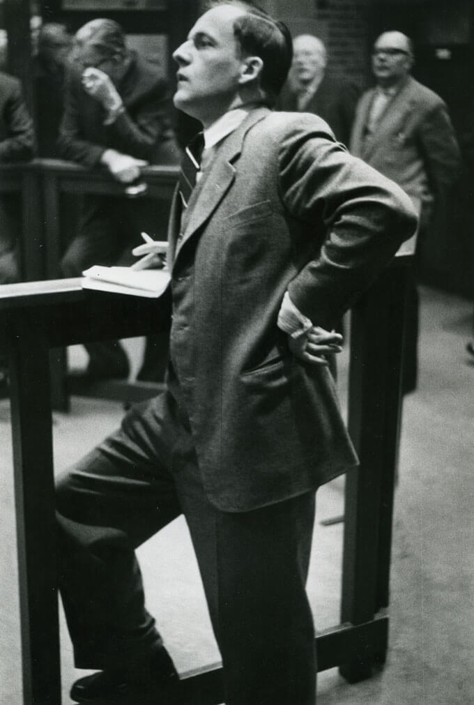 Man on the floor of the stock exchange, Amsterdam, Holland