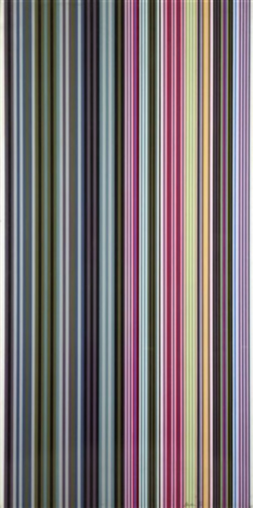 Thin vertical stripes of alternating solid colors 