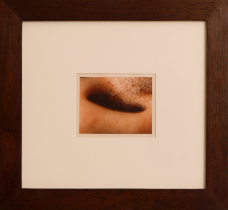 Small framed Chromogenic print of an upside-down human nostril 
